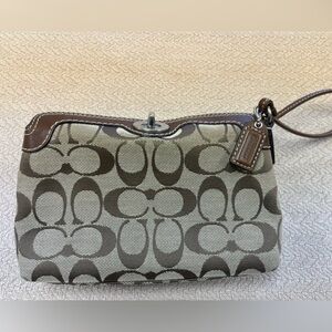 Coach sig fabric large pouch , GUC, brown.